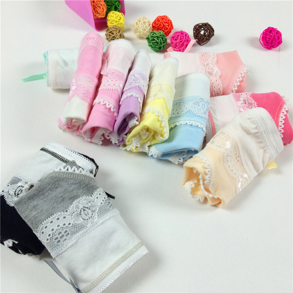 Girls' Briefs Soft Lace Trim Cute Bowknot Underwear - Walmel