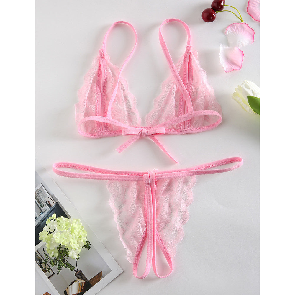 Women's Wireless Lace Padless Triangle Cup Bras & Panties - Walmel