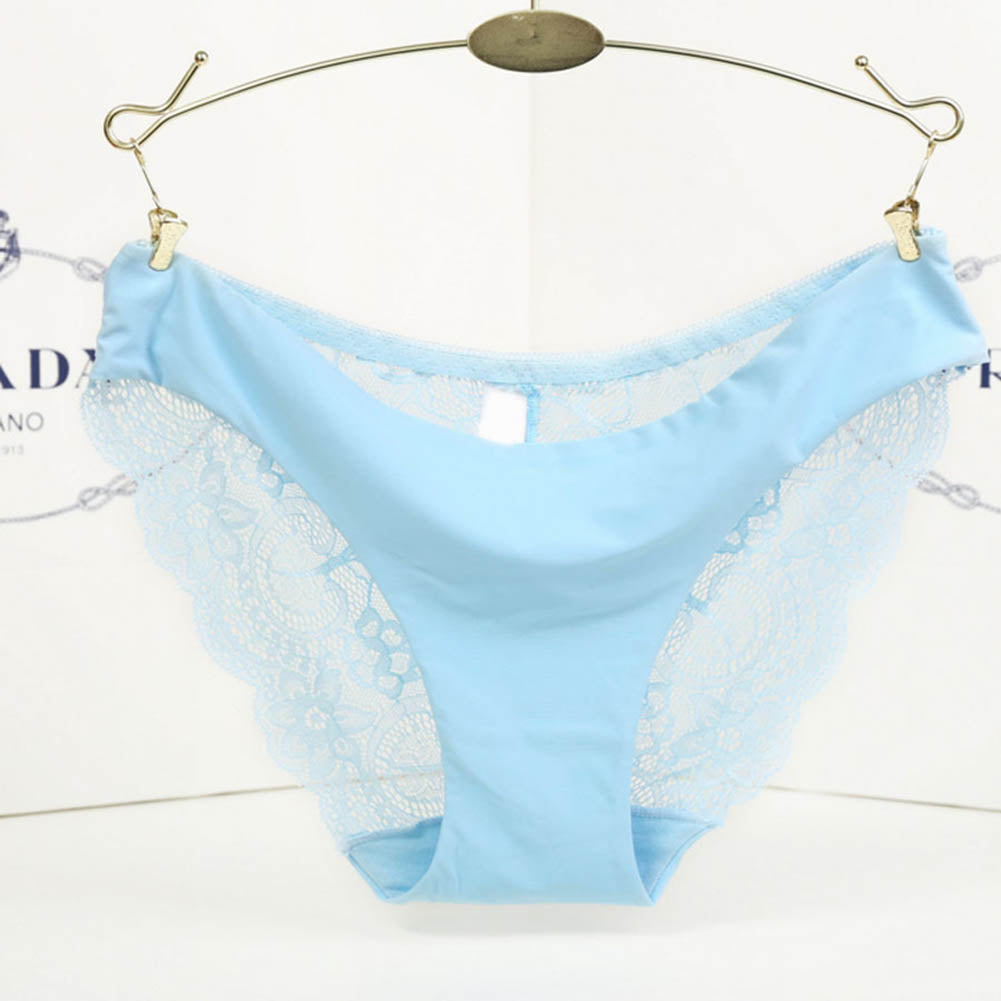 Low Waist Lace Floral Print Seamless Underwear - Walmel