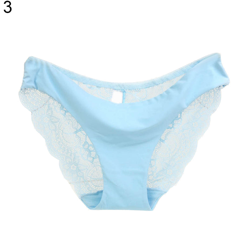 Low Waist Lace Floral Print Seamless Underwear - Walmel
