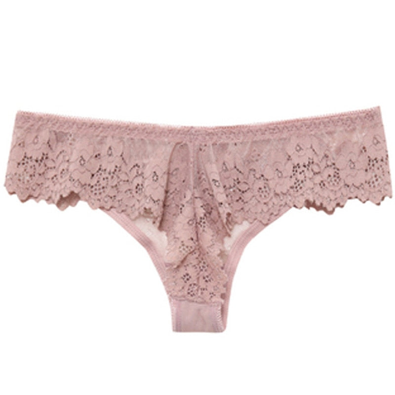 Lace Lingerie Panties Embroidery Thong Transparent - Walmel