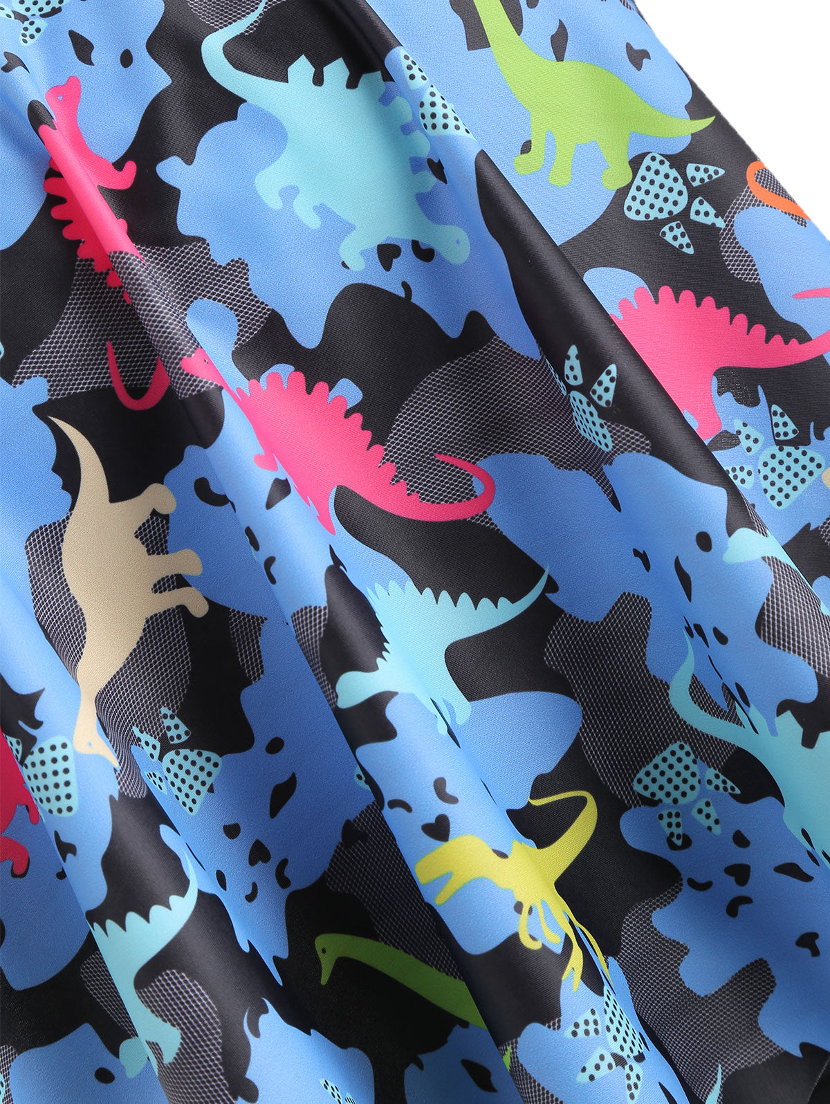 Dinosaur Print Ruffled Plus Size Women Set-Women's Clothing-Walmel