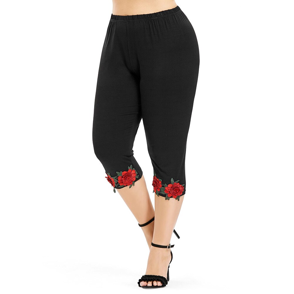 Plus Size 5XL High Waist Cropped Leggings-Women&