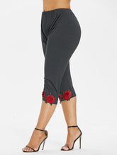 Plus Size 5XL High Waist Cropped Leggings-Women&
