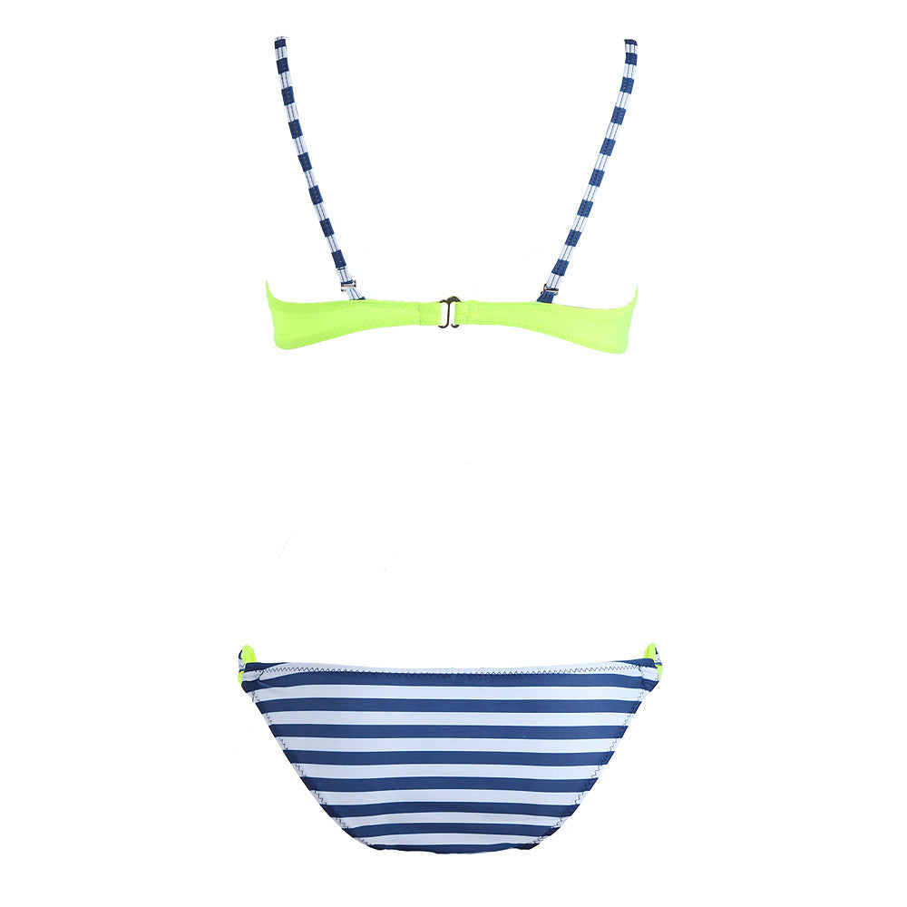 Women's Fine Stripe Plus Size Strap Yellow Blue Pink Bandeau-Walmel