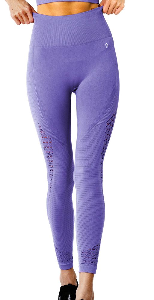 Nahtlose Mesh-Leggings mit Rippdetail - Violett