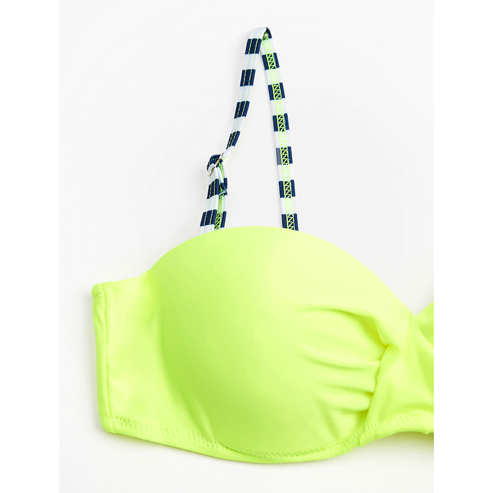 Women's Fine Stripe Plus Size Strap Yellow Blue Pink Bandeau-Walmel