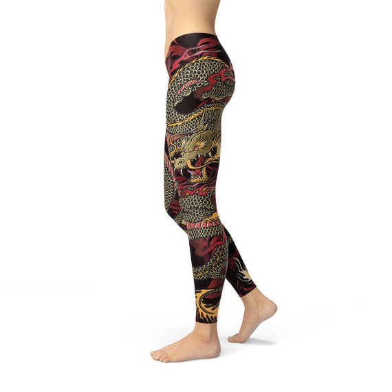 Womens Dragon Leggings-Leggings-Walmel