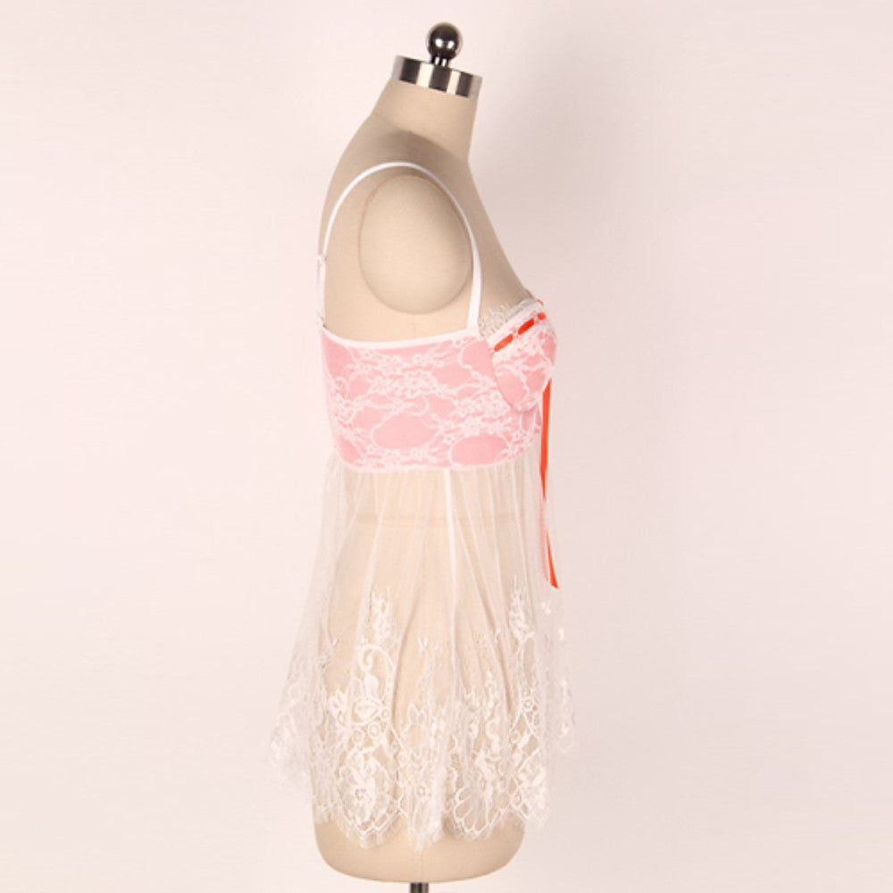 Women's Mesh Plus Size Nightwear - Lace Jacquard White - Walmel