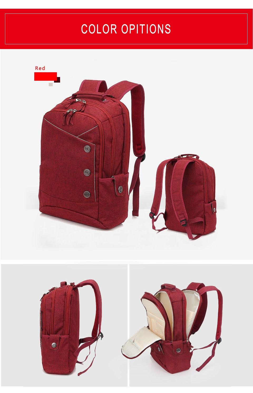 Women's Waterproof Business Stylish Backpack Red - Walmel