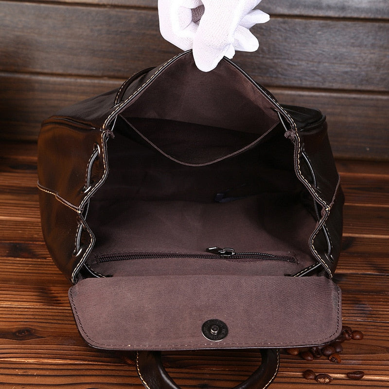 Women's cow leather casual travel backpack - Walmel