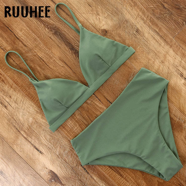 Women Solid Bathing Suit Green - Walmel