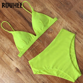 Women Solid Bathing Suit Green - Walmel