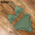 Women Solid Bathing Suit Green - Walmel