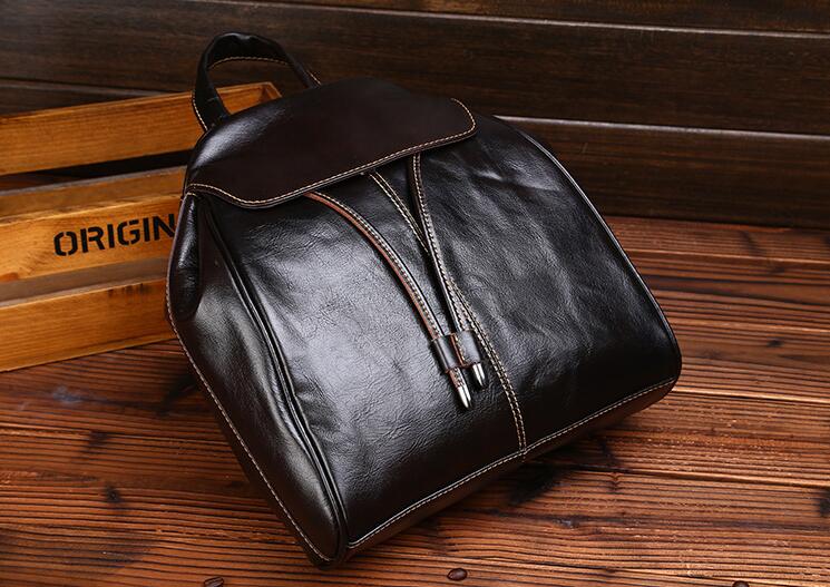 Women's cow leather casual travel backpack - Walmel