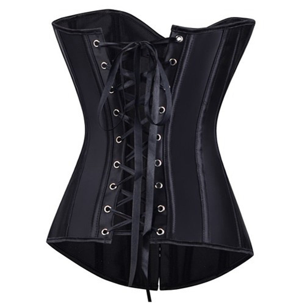 Women's Lace Up Overbust Corset / Plus Size - Solid Colored Black Red - Walmel