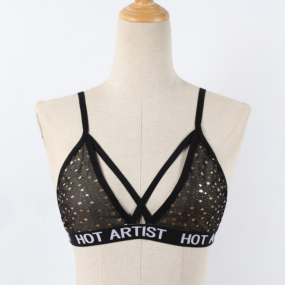 Wireless Strapped Lace Triangle Cup Bras - Walmel