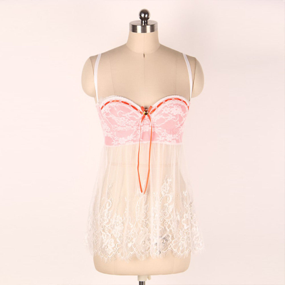 Women's Mesh Plus Size Nightwear - Lace Jacquard White - Walmel